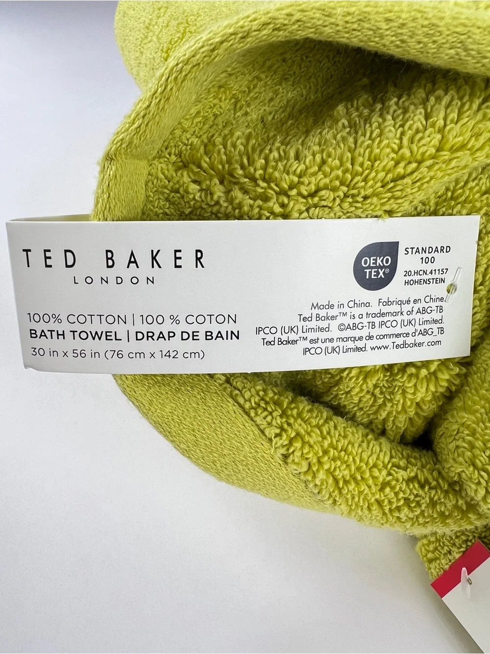 Ted Baker London Bath Towel Set Chartreuse Green Plush 100% Cotton 2 Pc NEW